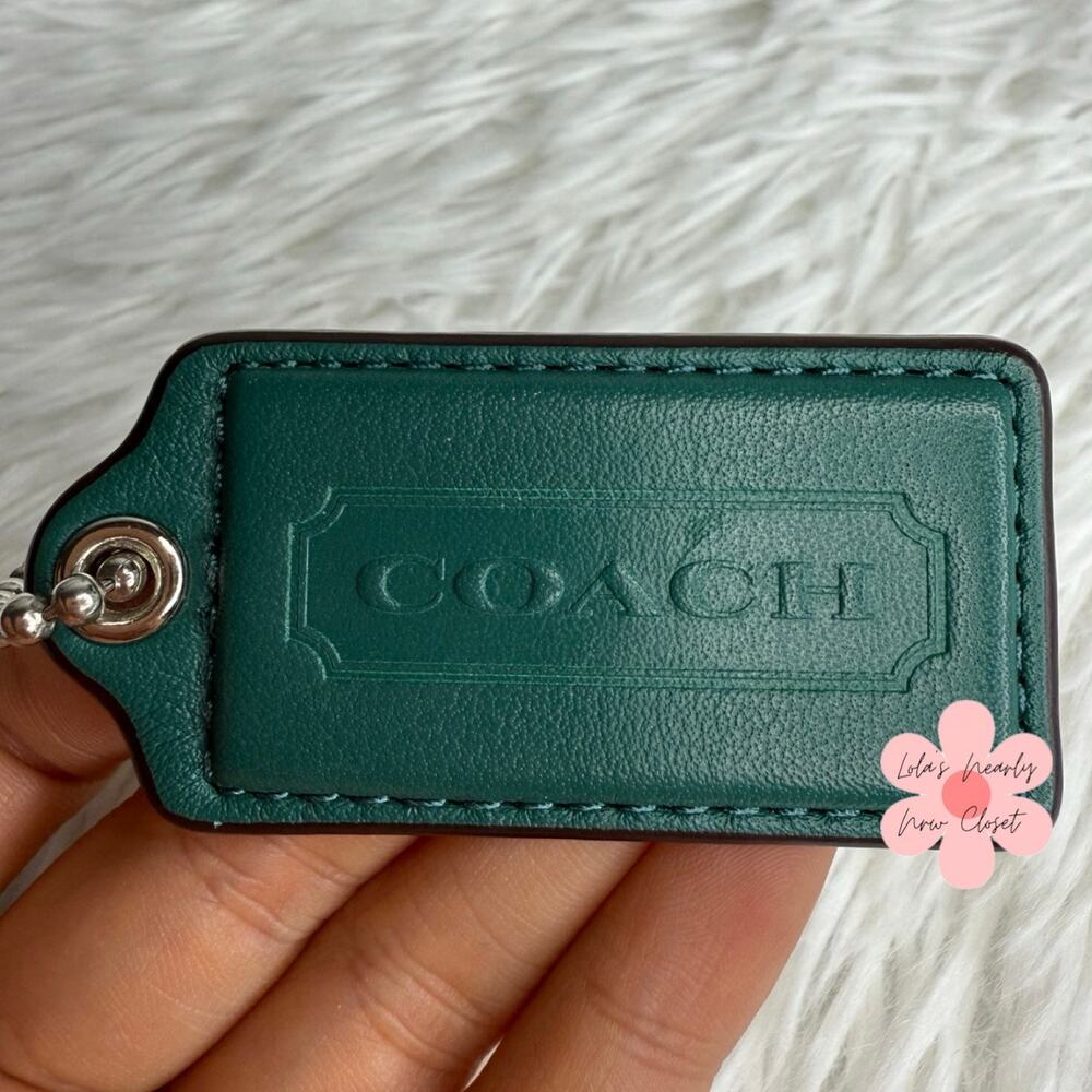 2" COACH Green Fob Bag Charm Hang tag Hangtag